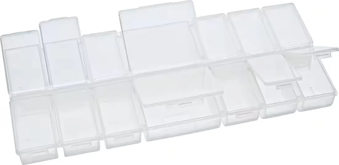 Aufbewahrungsbox mit 14 Fächern – transparent