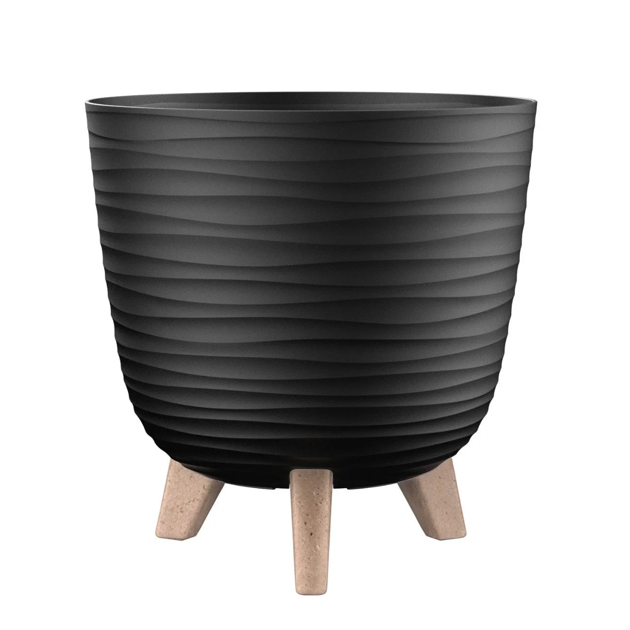 Blumentopf mit Füßen – rund, Wellenoptik, selbstbewässernd
