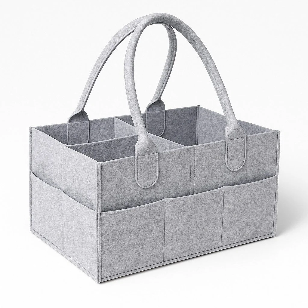 Allzweckkorb Wickeltisch-Organizer aus Filz – Grau
