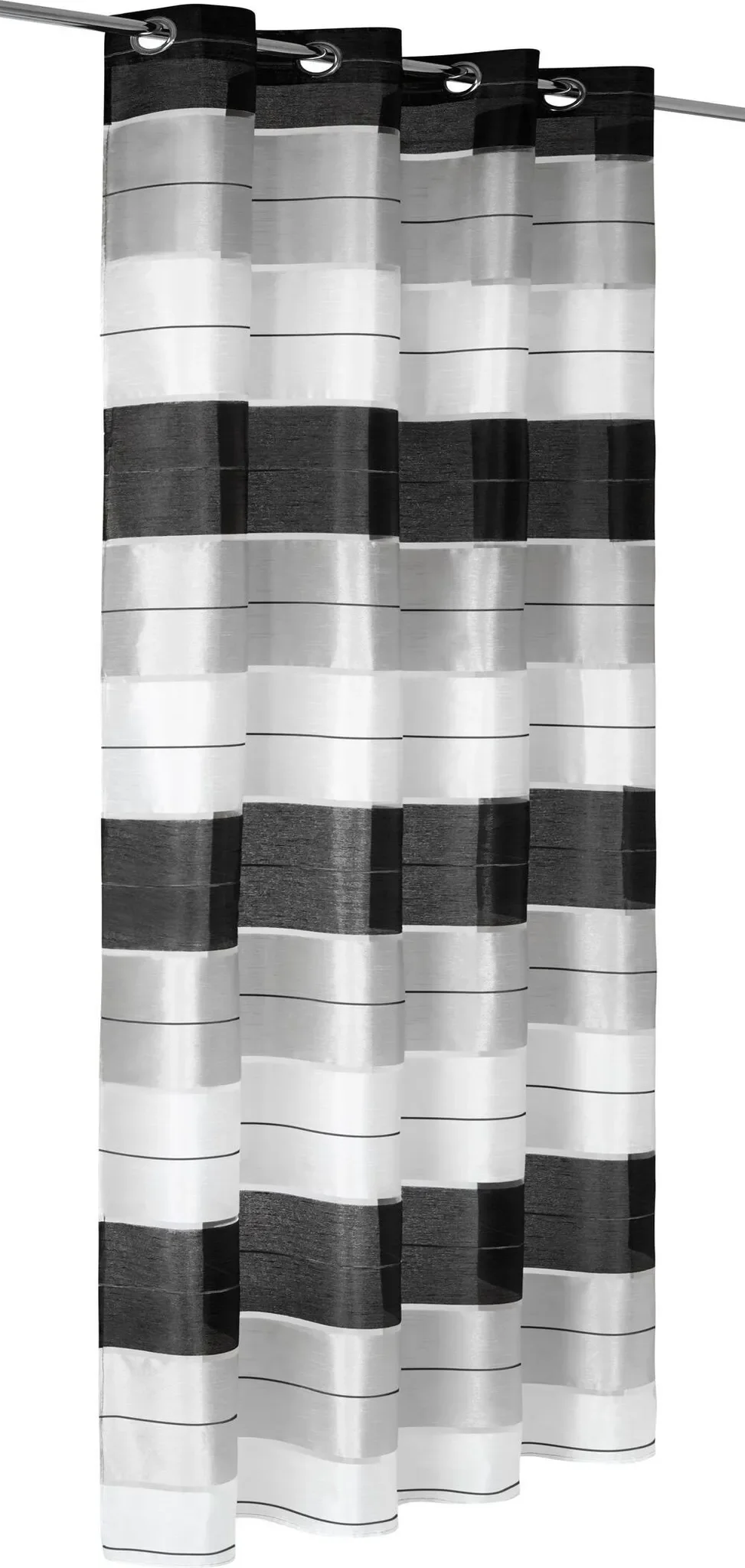 Fertigvorhang Dick Gestreift – 145 x 250 cm, Weiß-Grau-Schwarz