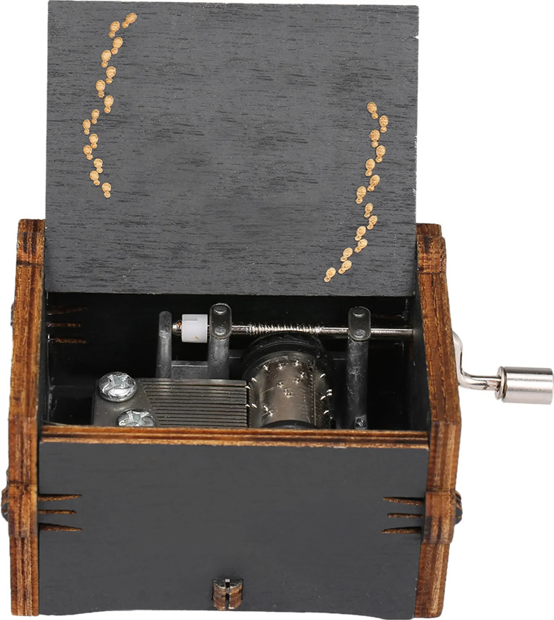 Handkurbel-Spieluhr aus Holz – Kompakt & elegant