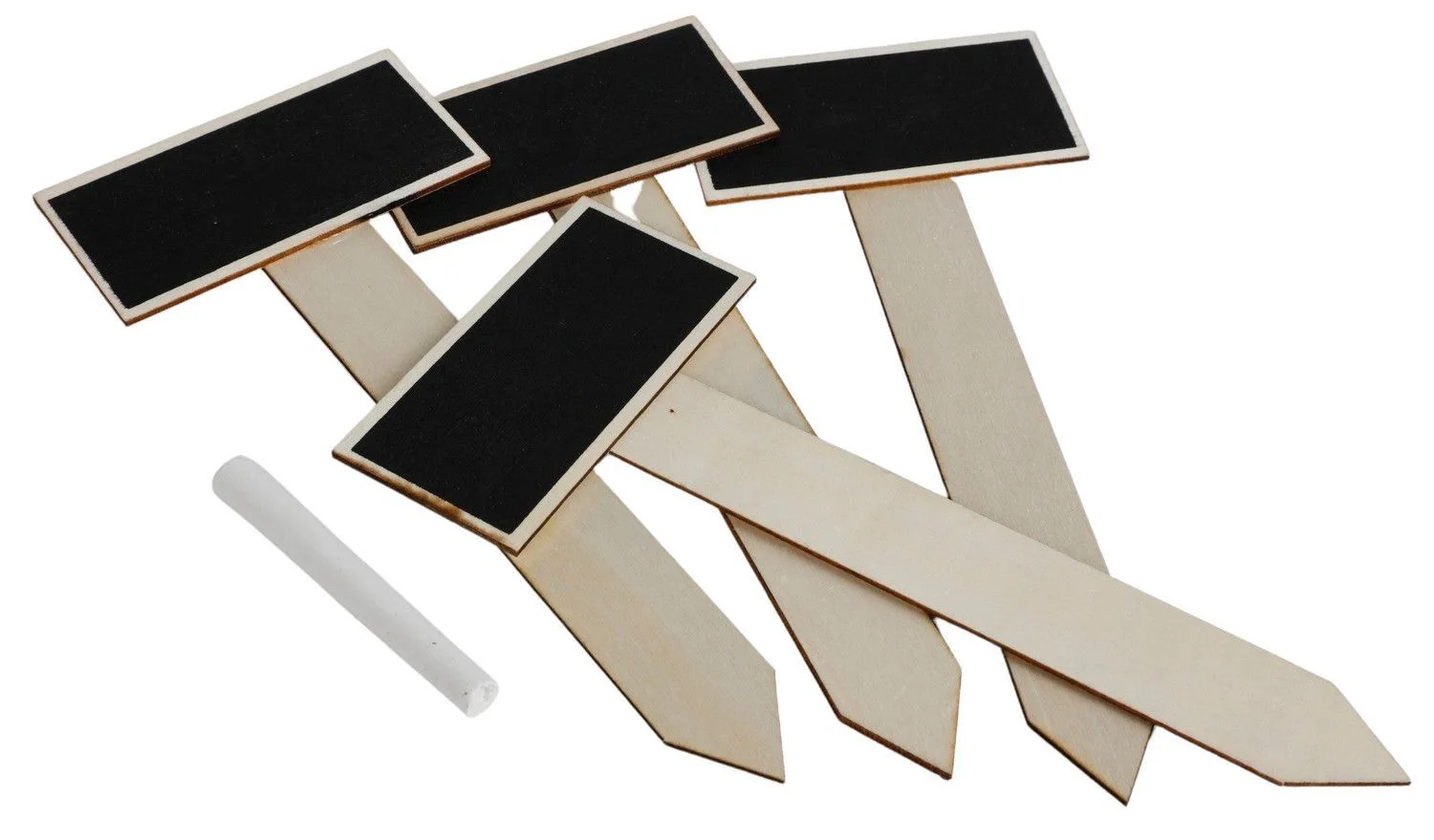 Pflanzen-Stecketiketten aus Holz – 4er-Set mit Kreidetafel