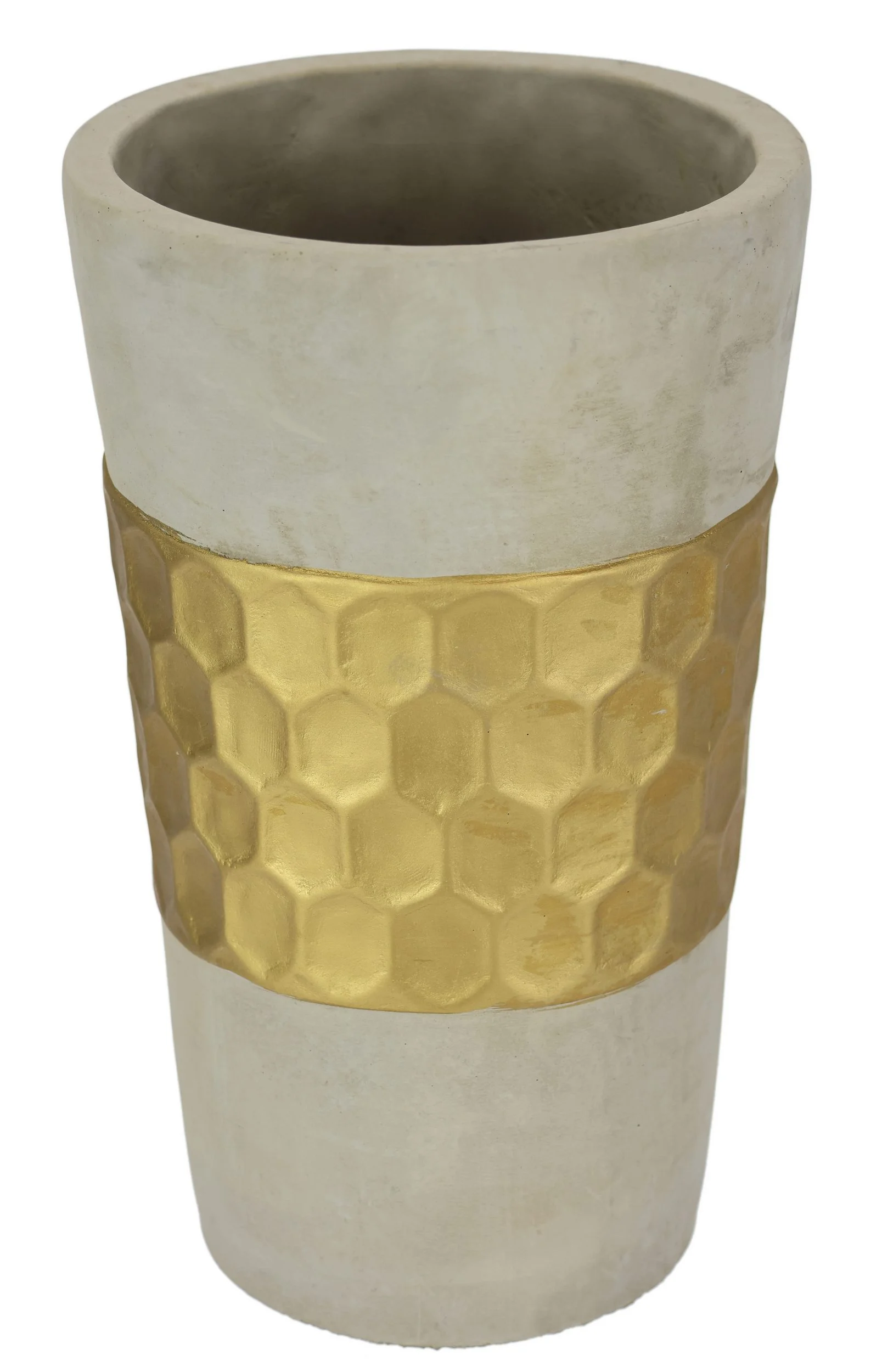 Dekovase Betonoptik – Grau/Gold, Zylindervase